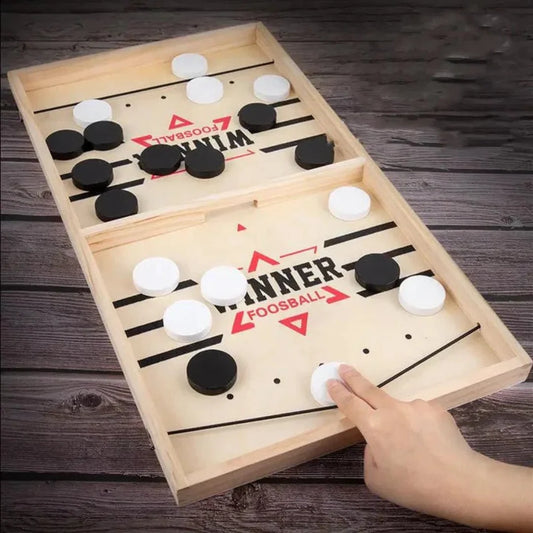 Foosball Winner Wooden Sling Puck Board Game | Fast Hockey Game for Kids & Family