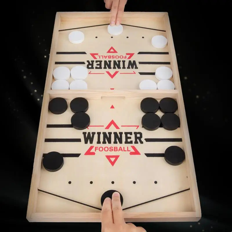 Foosball Winner Wooden Sling Puck Board Game | Fast Hockey Game for Kids & Family