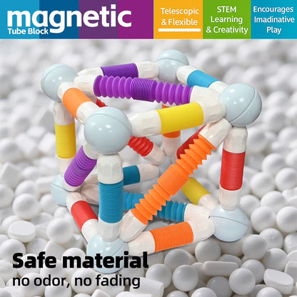 Flexible Magnetic Tube Blocks 57 Pcs STEM Toy For Kids