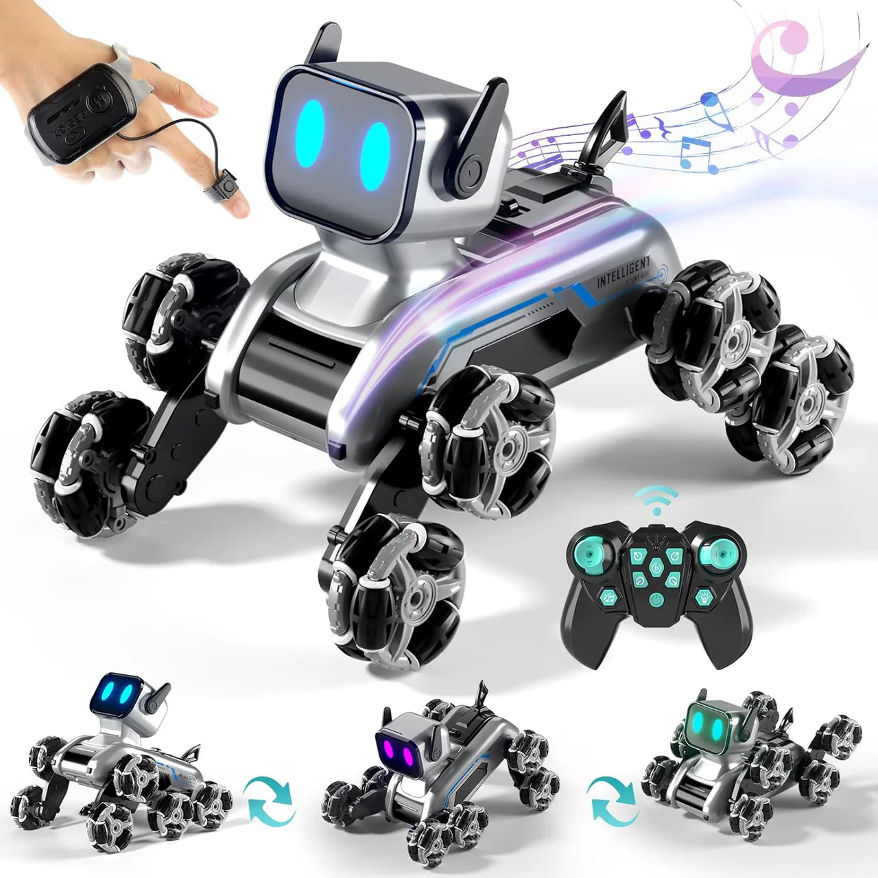 Remote & Watch Control 8-Wheel Stunt Spray Robot Dog Toy