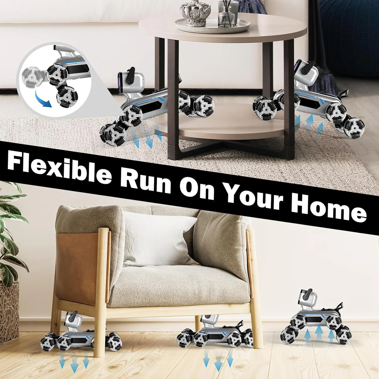 Remote & Watch Control 8-Wheel Stunt Spray Robot Dog Toy