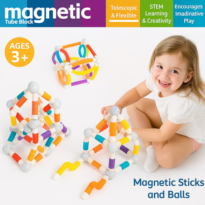 Flexible Magnetic Tube Blocks 57 Pcs STEM Toy For Kids
