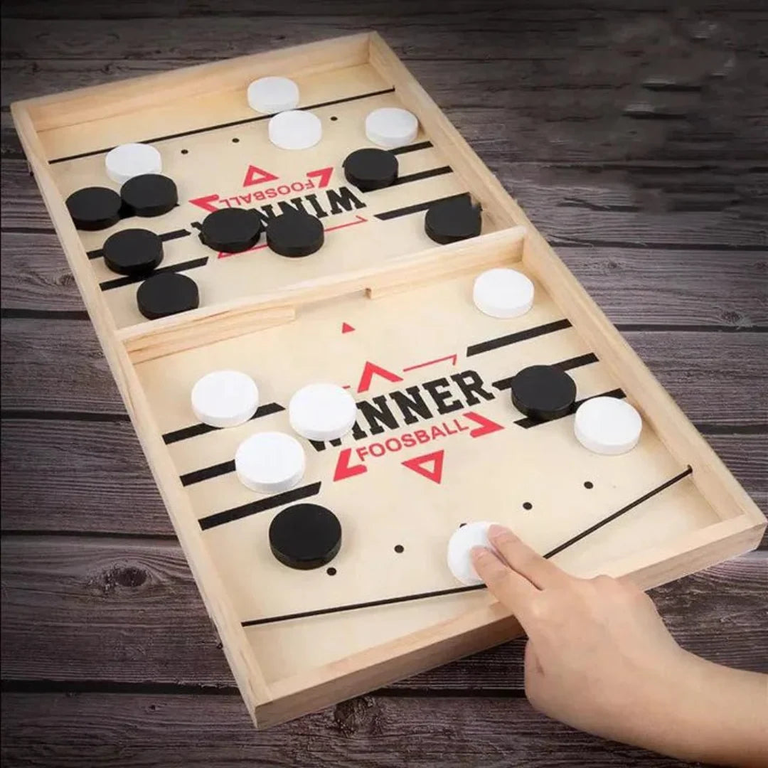 Foosball Winner Wooden Sling Puck Board Game | Fast Hockey Game for Kids & Family
