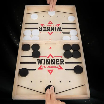 Foosball Winner Wooden Sling Puck Board Game | Fast Hockey Game for Kids & Family