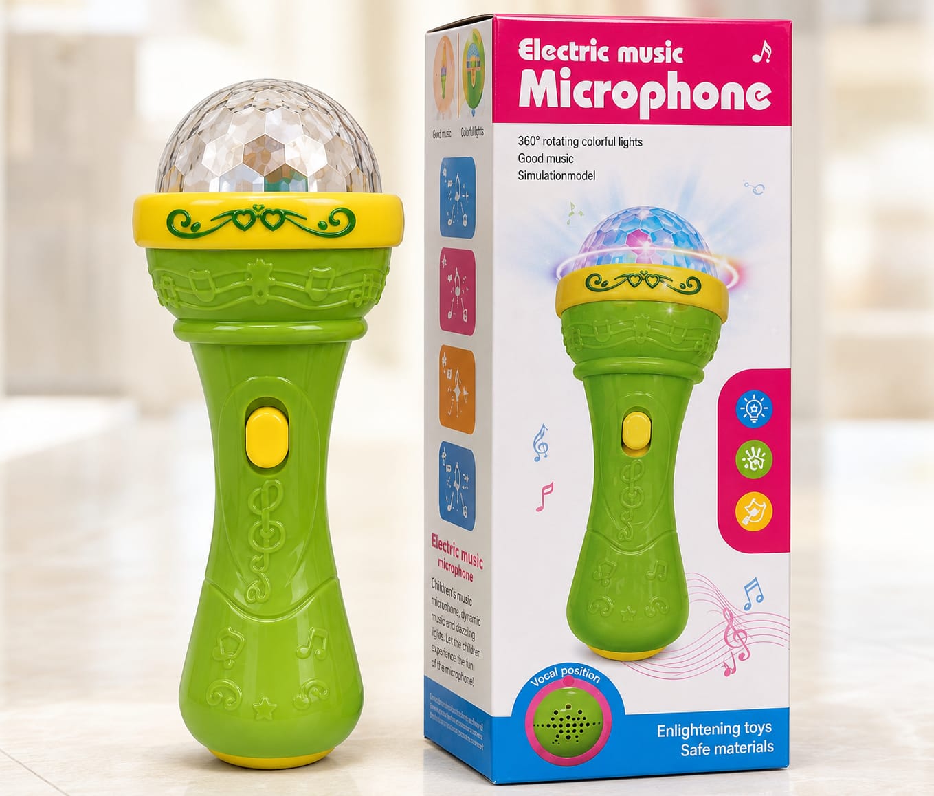Electric Music Microphone Toy with LED Lights & Sound for Kids
